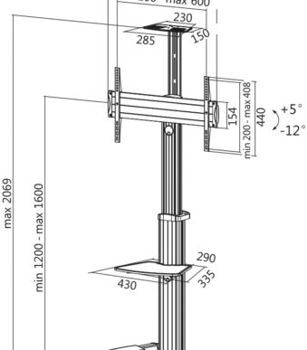 LogiLink TV-standaard, draai- & kantelbaar, voor 96,98 - 177,8 cm