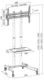 LogiLink TV-standaard, kantelbaar, voor 96,98 - 177,8 cm