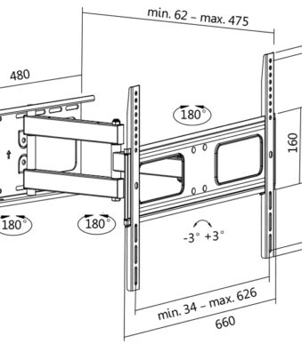 LogiLink TV-muurbeugel Full Motion, voor 96,98 - 177,8 cm