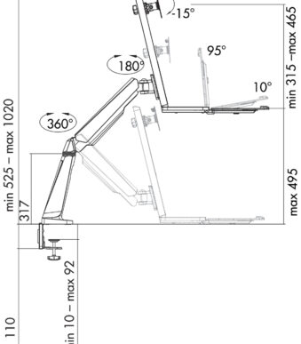 LogiLink Zit-Sta werkplek, voor 1 monitor, zilver