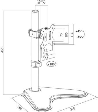 LogiLink monitorarm met voet, armlengte 88 mm, zwart