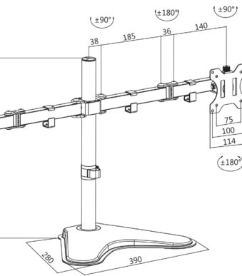 LogiLink dubbele monitorarm met voet, 2-voudig, zwart