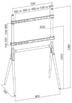 LogiLink TV-standaard, voor 124,46 - 177,80 cm, 4-poots, zwart
