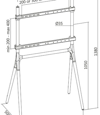 LogiLink TV-standaard, voor 124,46 - 177,80 cm, 4-poots, zwart