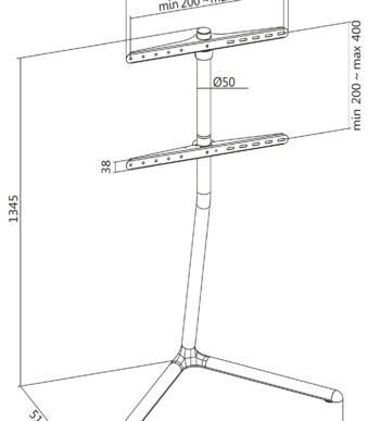 LogiLink TV-standaard, voor 124,46 - 177,80 cm, V-poot, zwart