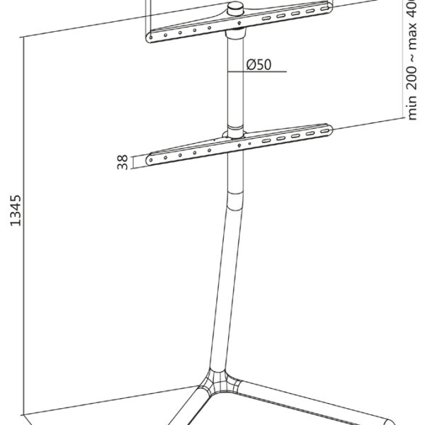 LogiLink TV-standaard, voor 124,46 - 177,80 cm, V-poot, zwart