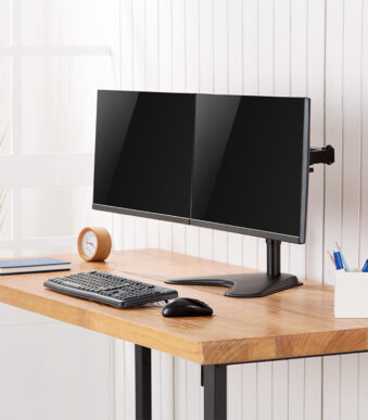 LogiLink dubbele monitorarm met voet, armlengte: 390 mm, zwart