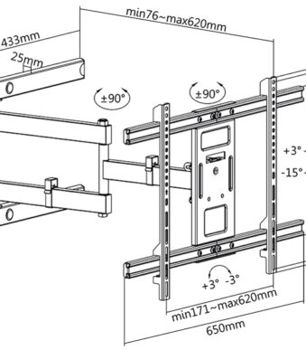 LogiLink TV-wandhouder Full Motion, voor 93,98 - 203,20 cm