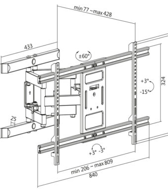 LogiLink TV-muurbeugel Full Motion, voor 109,22 - 228,60cm