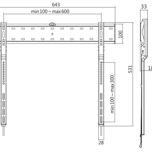 LogiLink TV-muurbeugel, vlak, voor 109,22 - 203,20 cm