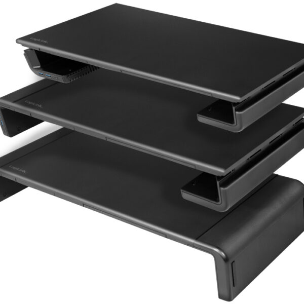 LogiLink monitorstandaard, breedte instelbaar, 3x USB, zwart