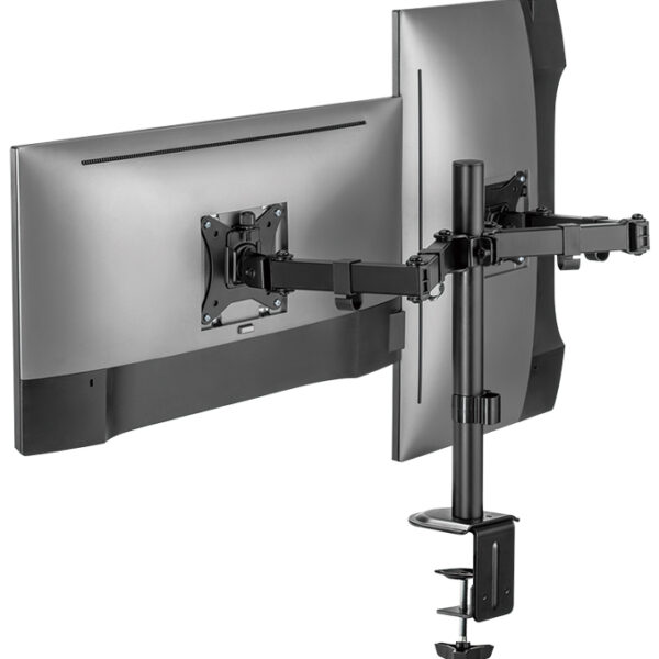 LogiLink dubbele-monitorarm, armlengte: 376 mm, zwart