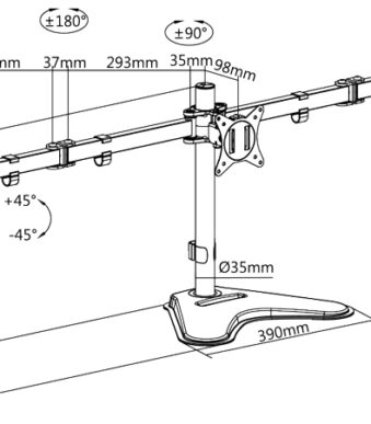 LogiLink drievoudige-monitorarm met voet, armlengte: 658 mm