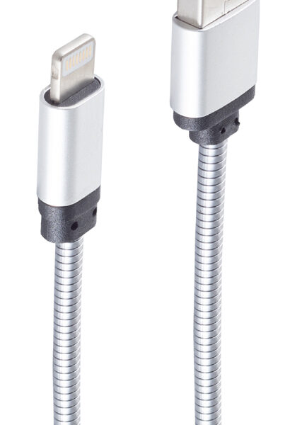 shiverpeaks BASIC-S data-en laadkabel, Apple Lightning, 1 m, zilver