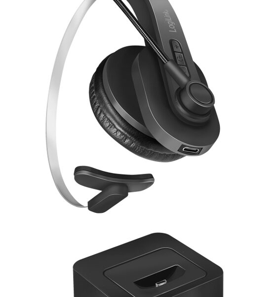 LogiLink Bluetooth 5.0 Mono Headset met laadstation, zwart