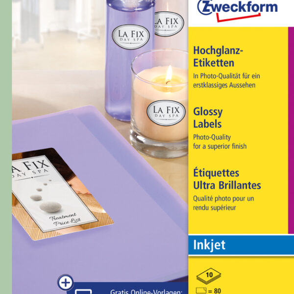 AVERY inkjet etiketten Glossy, 88,9 x 63,5 mm, 10 vel A4, permanent, wit