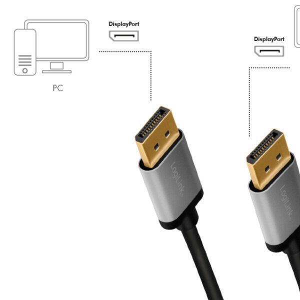 LogiLink DisplayPort 1.2 kabel, stekker - stekker, 1,0 m