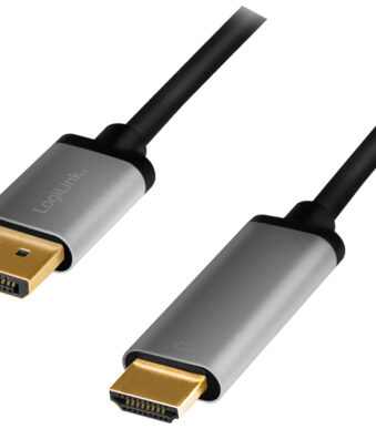 LogiLink DisplayPort - HDMI kabel, 2,0 m, zwart/grijs