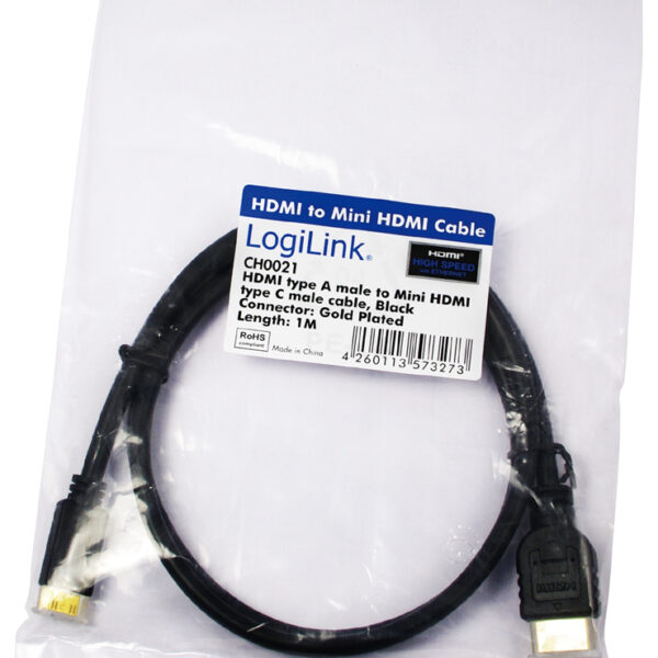 LogiLink HDMI kabel, A-stekker - C-stekker Mini, 1,0 m