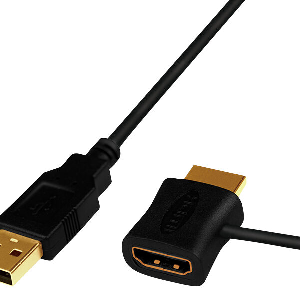 LogiLink HDMI stroom-voedingsadapterkabel, zwart, 0,5 m