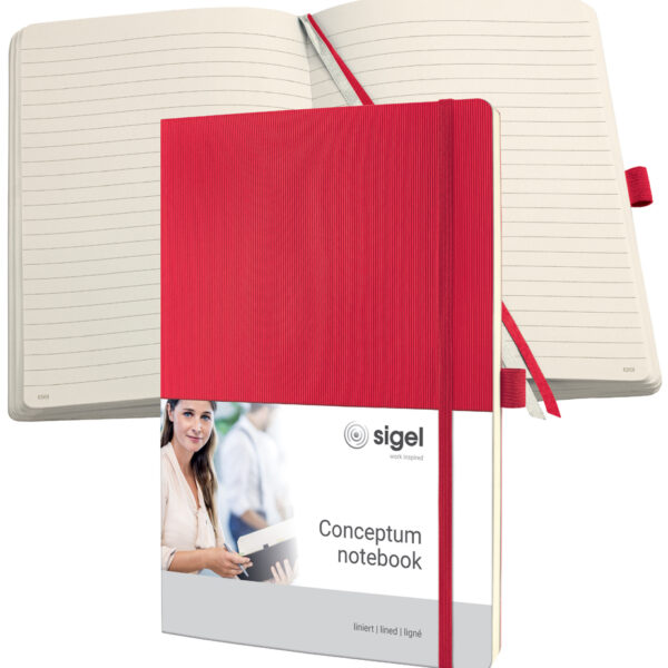 sigel notitieboek Conceptum, DIN A4, gelinieerd, rood