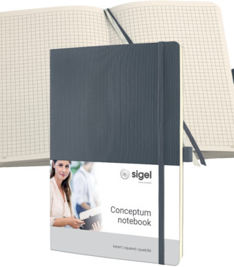 sigel notitieboek Conceptum, DIN A4, geruit, grijs