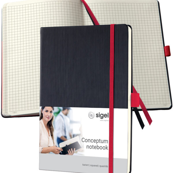 sigel notitieboek Conceptum, DIN A5, geruit, zwart/rood