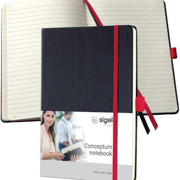 sigel notitieboek Conceptum, DIN A5, gelinieerd, zwart/rood