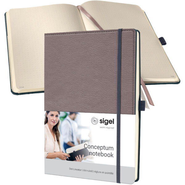 sigel notitieboek Conceptum Design Casual, DIN A4, taupe, puntgeruit