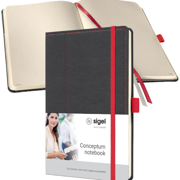 sigel notitieboek Conceptum Design Casual, DIN A5, grijs/rood, puntgeruit