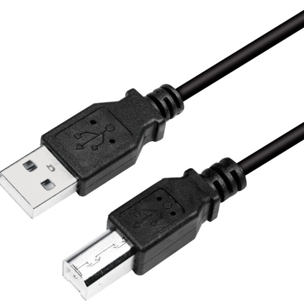 LogiLink USB 2.0 kabel, USB-A - USB-B stekker, 2,0 m, grijs