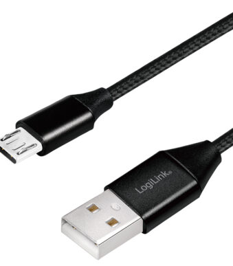 LogiLink USB 2.0 kabel, USB-A - Micro-USB stekker, 0,3 m, zwart
