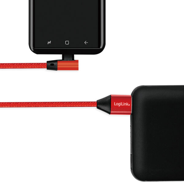 LogiLink USB 2.0 kabel, USB-A - USB-C stekker, 0,3 m, rood