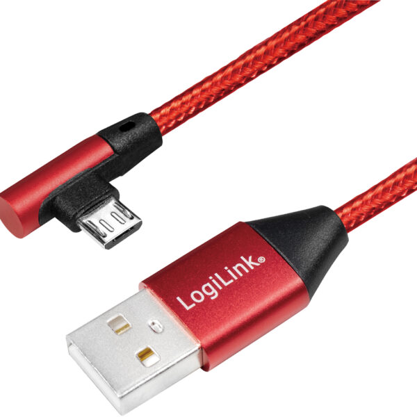 LogiLink USB 2.0 kabel, USB-A - Micro-USB stekker, 0,3 m, rood