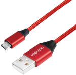 LogiLink USB 2.0 kabel, USB-A - Micro-USB stekker, 0,3 m, rood