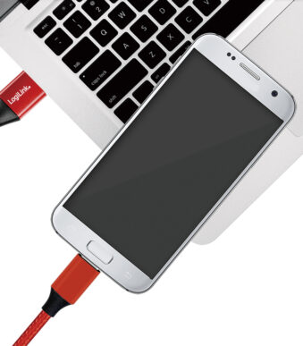 LogiLink USB 2.0 kabel, USB-A - Micro-USB stekker, 0,3 m, rood