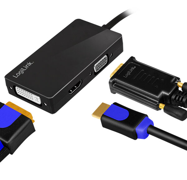 LogiLink 4K DisplayPort op DVI/HDMI/VGA adapter, zwart