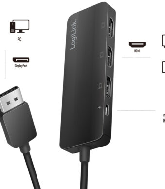 LogiLink 4K DisplayPort - HDMI Splitter, 3-voudig, zwart