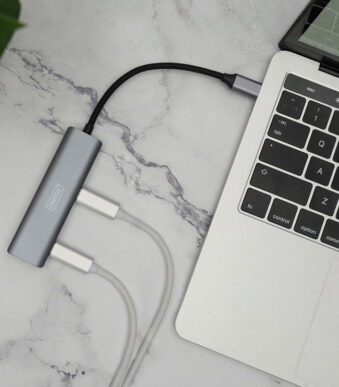 DIGITUS USB-C Hub, 4 poorts, 4x USB-C 3.1 Gen 1, donkergrijs
