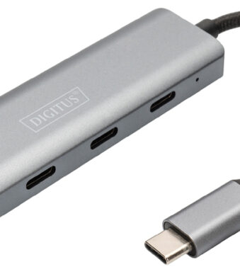 DIGITUS USB-C Hub, 4 poorts, 4x USB-C 3.1 Gen 1, donkergrijs