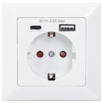 DIGITUS randaarde-stopcontact voor inbouwmontage, wit