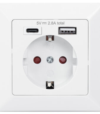 DIGITUS randaarde-stopcontact voor inbouwmontage, wit