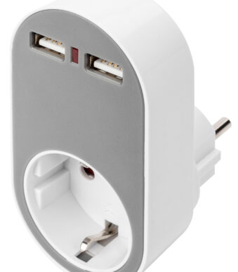 DIGITUS universele stopcontactadapter met 2 x USB-A