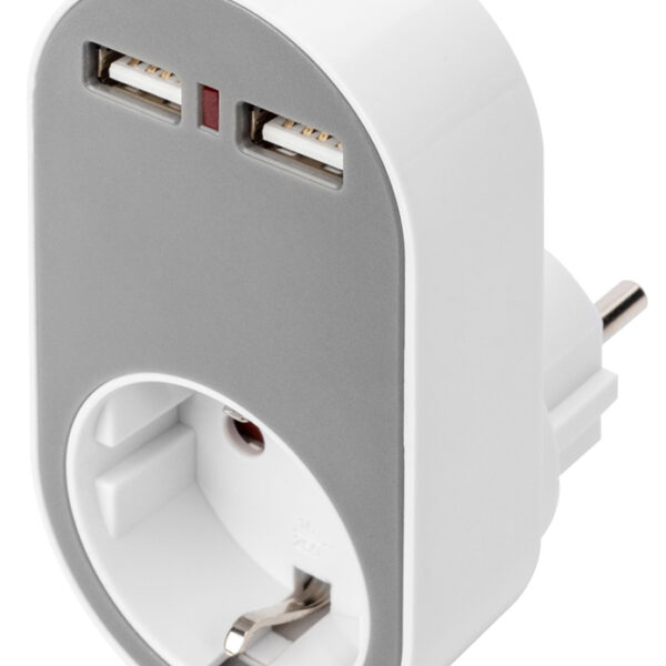 DIGITUS universele stopcontactadapter met 2 x USB-A