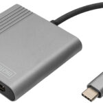 DIGITUS grafische adapter 2in1, USB-C - 2x HDMI, zwart/zilver