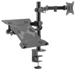 DIGITUS universele monitorarm met notebookhouder, zwart