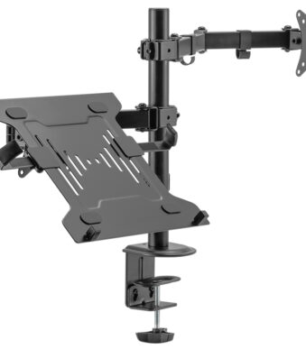 DIGITUS universele monitorarm met notebookhouder, zwart