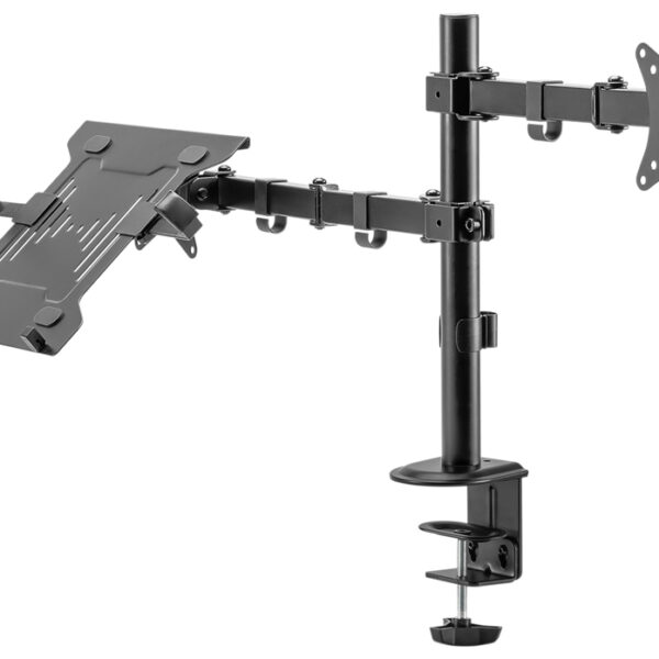 DIGITUS universele monitorarm met notebookhouder, zwart