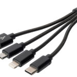 DIGITUS 3-in-1 laadkabel, USB A-Lightning + Micro USB+USB-C, 0,15 m