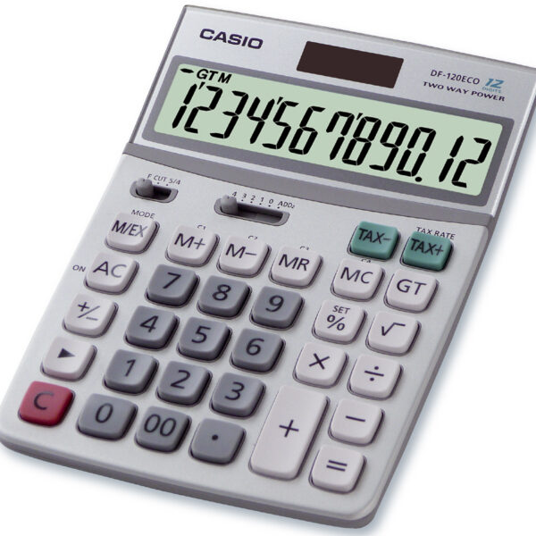 CASIO desktop rekenmachine DF-120 ECO, solar-/ batterijvoeding